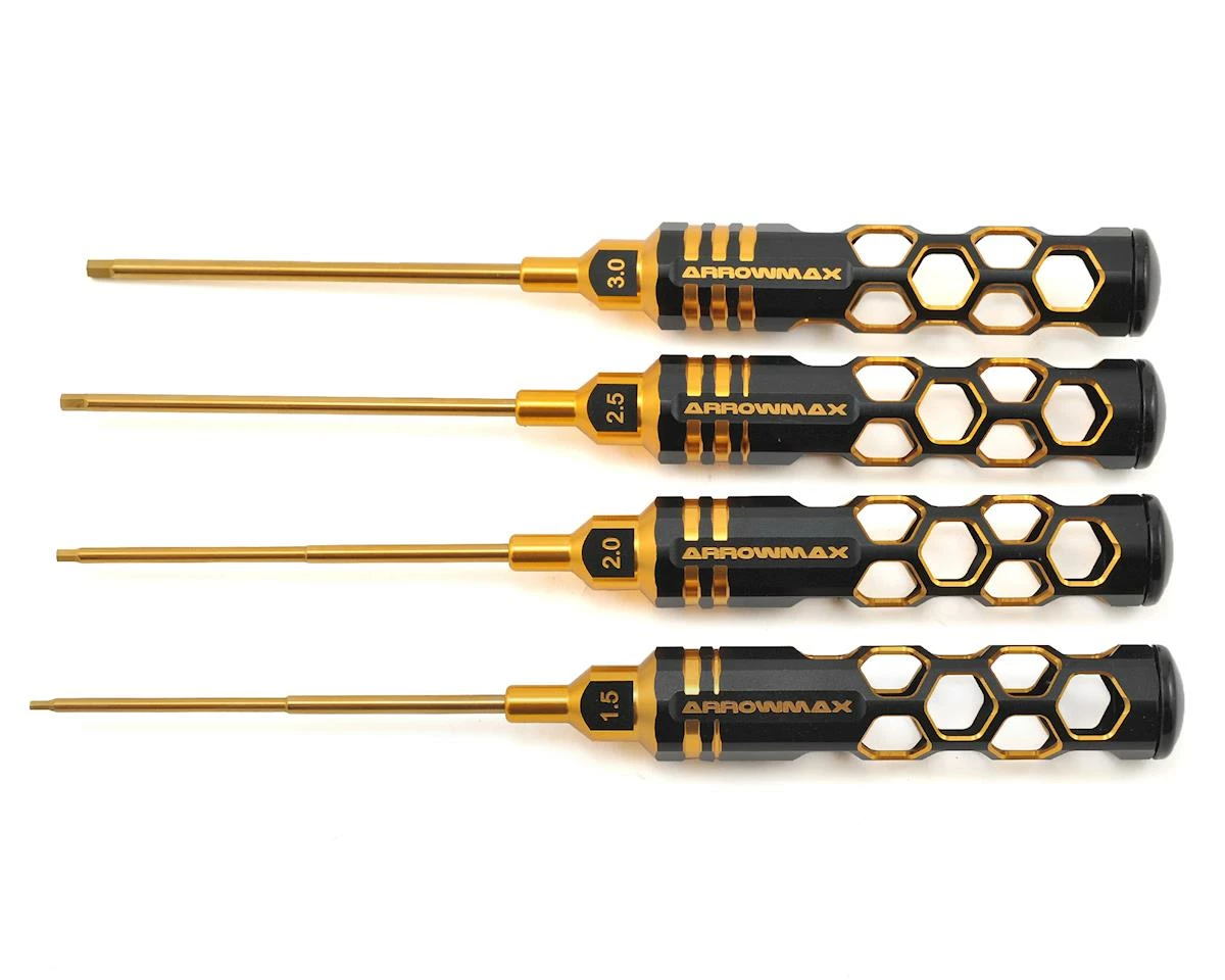 AM Arrowmax Black Golden Metric Allen Wrench Set (1.5, 2.0, 2.5 & 3.0mm) 1 AM Arrowmax Black Golden Metric Allen Wrench Set (1.5, 2.0, 2.5 & 3.0mm)