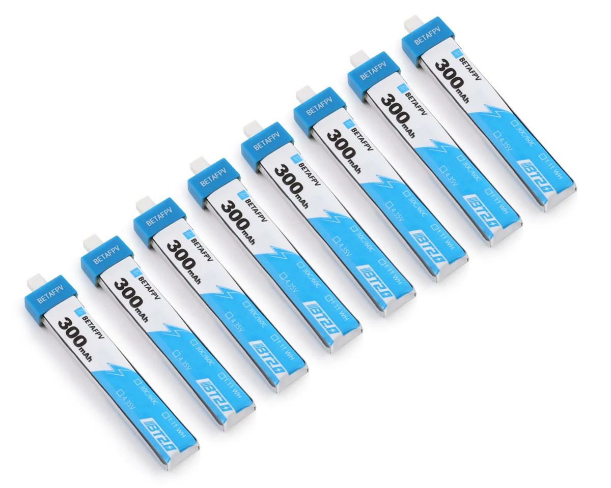 BetaFPV 1S 30C LiHv Battery (3.7V/300mAh) (8) w/BT2.0 Connector 1 BetaFPV 1S 30C LiHv Battery (3.7V/300mAh) (8) w/BT2.0 Connector