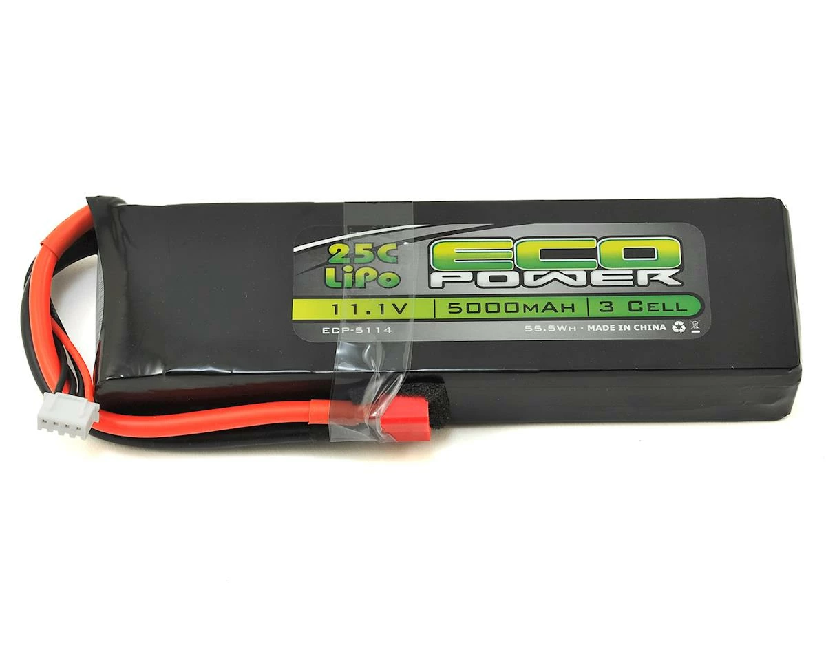 EcoPower "Electron" 3S LiPo 25C Battery (11.1V/5000mAh) w/T-Style Connector 1 EcoPower "Electron" 3S LiPo 25C Battery (11.1V/5000mAh) w/T-Style Connector