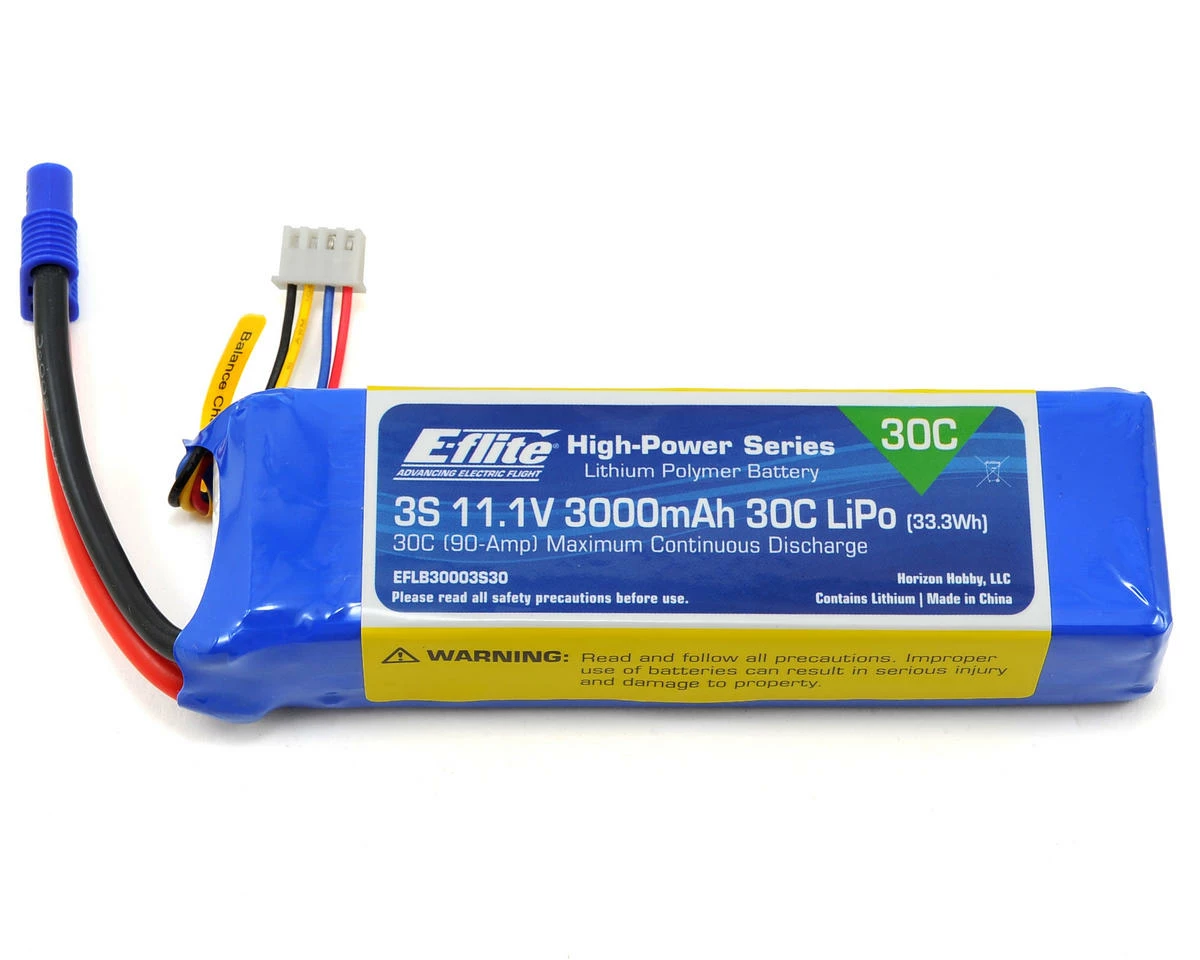 E-flite 3S LiPo Battery Pack 30C (11.1V/3000mAh) w/EC3 Connector 1 E-flite 3S LiPo Battery Pack 30C (11.1V/3000mAh) w/EC3 Connector