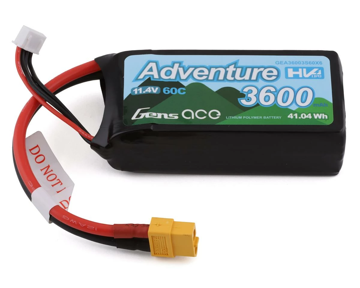 Gens Ace 3s LiHV LiPo Battery 60C w/XT-60 Connector (11.4V/3600mAh) 1 Gens Ace 3s LiHV LiPo Battery 60C w/XT-60 Connector (11.4V/3600mAh)