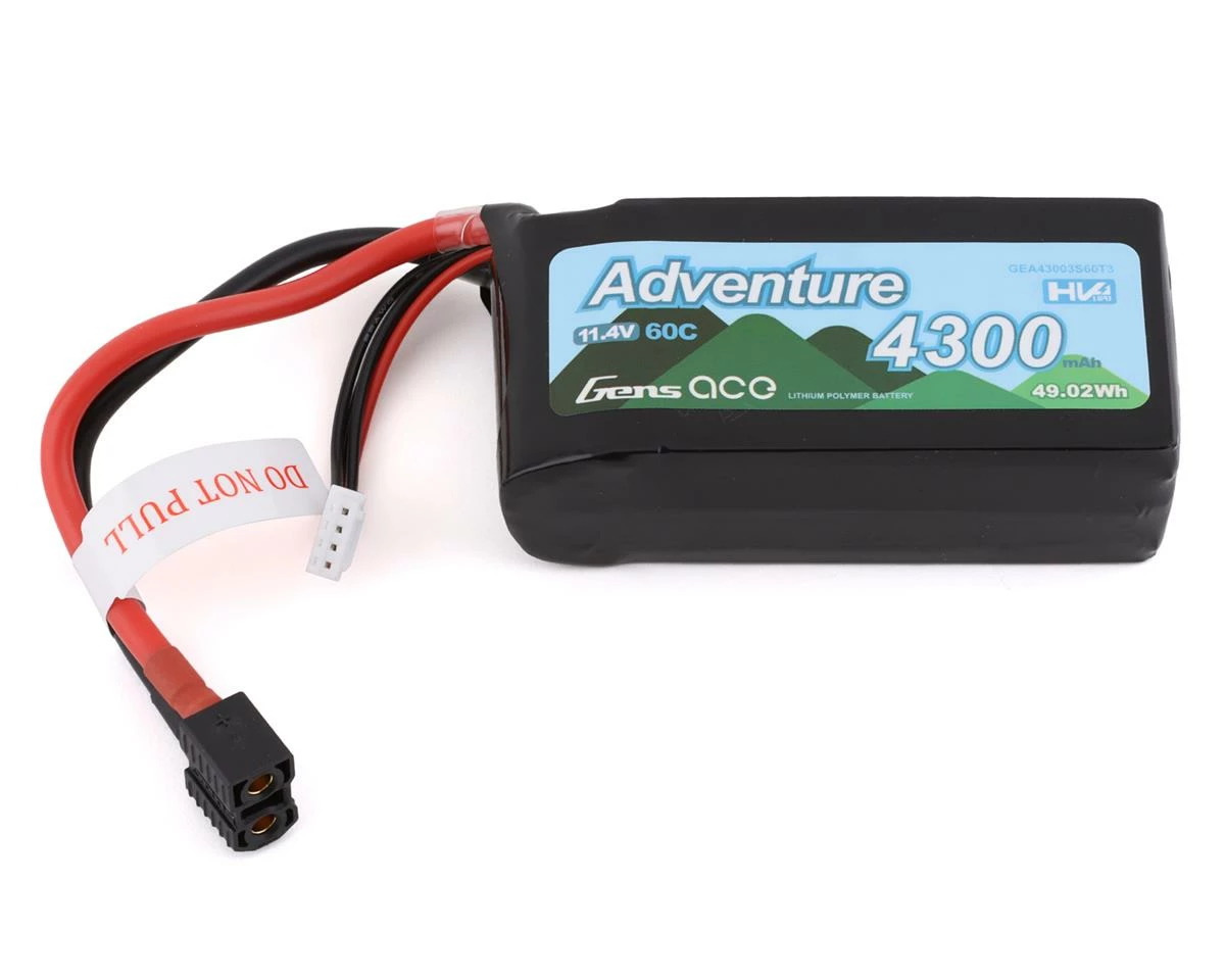 Gens Ace Adventure 3s LiHv Battery Pack 60C (11.4V/4300mAh) w/Universal Connector 1 Gens Ace Adventure 3s LiHv Battery Pack 60C (11.4V/4300mAh) w/Universal Connector