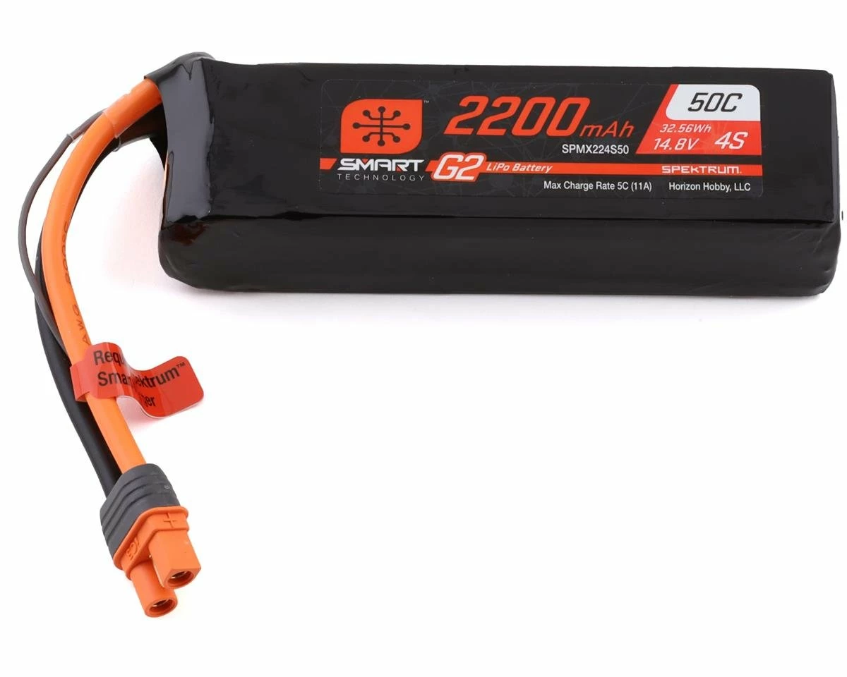 Spektrum RC 4S Smart G2 LiPo 50C Battery Pack (14.8V/2200mAh) w/IC3 Connector 1 Spektrum RC 4S Smart G2 LiPo 50C Battery Pack (14.8V/2200mAh) w/IC3 Connector