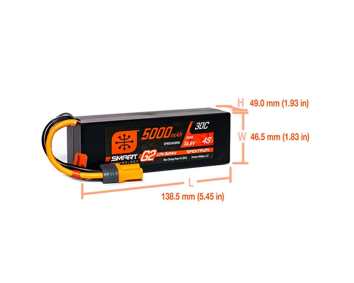 Spektrum RC 4S Smart G2 LiPo 30C Battery Pack w/IC5 Connector (14.8V/5000mAh) 3 Spektrum RC 4S Smart G2 LiPo 30C Battery Pack w/IC5 Connector (14.8V/5000mAh) - Image 3